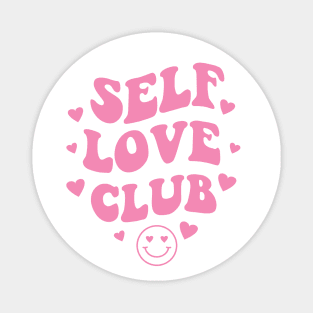 Self Love Club Aesthetic Words on Back Print - Anti Valentines Day Pink Magnet